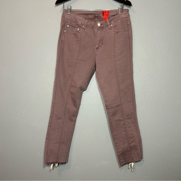 Cristina Mauve Pink Lace-Up Ankle Skinny Jeans Size 8 Trendy Statement Pants - Picture 2 of 6